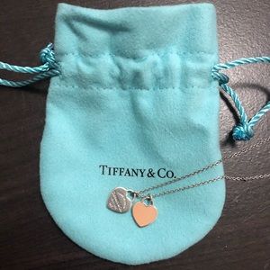 Pink Double Heart Tag Pendant Tiffany&Co Necklace